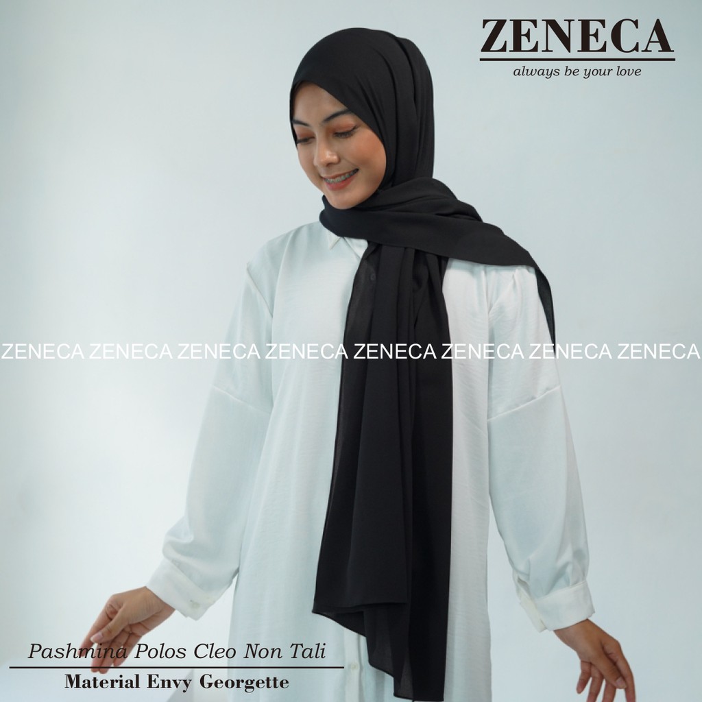Zeneca Jilbab Pashmina Polos Pasmina Cleo Bahan Envy Georgette Size Jumbo Kualitas Premium Gratis Ongkir Bisa COD-2