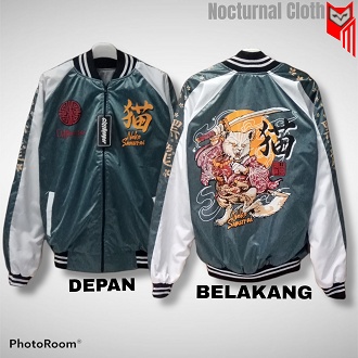 Jaket Sukajan Neko Samurai Premium Terlaris Jaket Sukajan Pria Premium Terbaru A209