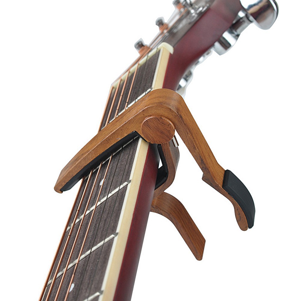 Capo Gitar Bahan Metal Motif Serat Kayu Dengan Bantalan Silikon Sempurna