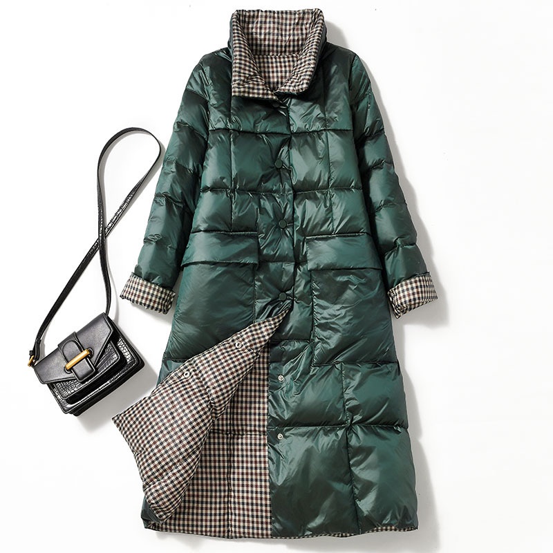 DoubleSided Memakai Jaket Wanita Overknee Panjang   Korea Pelangsing Bebek Putih Bawah wanita Mantel