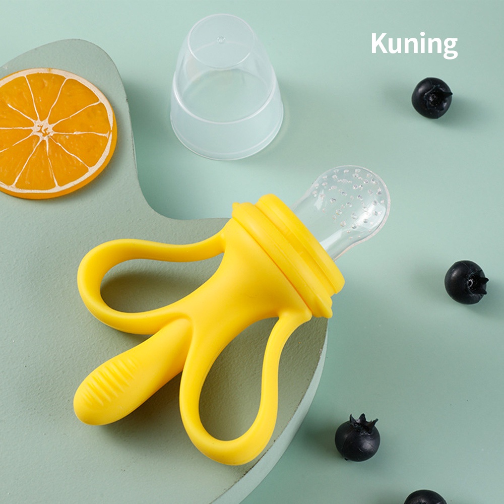 Teether bayi + dot buah bayi 2 in 1 empeng bayi-Kuning