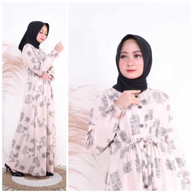 Gamis Wolfis Monalisa LD110 Busui kancing Deret / Serut Tali pinggang / 155-5076