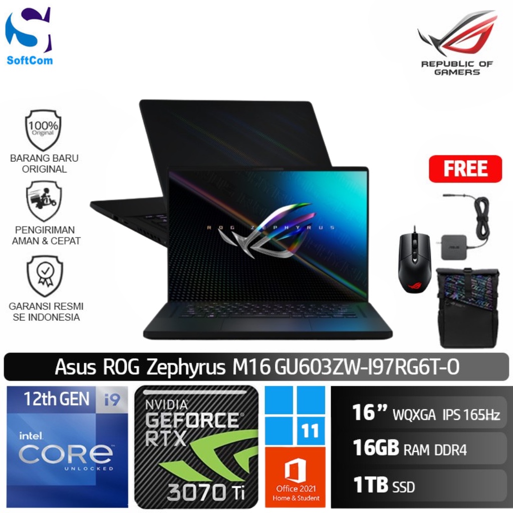 ASUS ROG GU603ZW I97RG6T i9 12900H/16GB/1TB/RTX3070Ti/W11 Zephyrus M16
