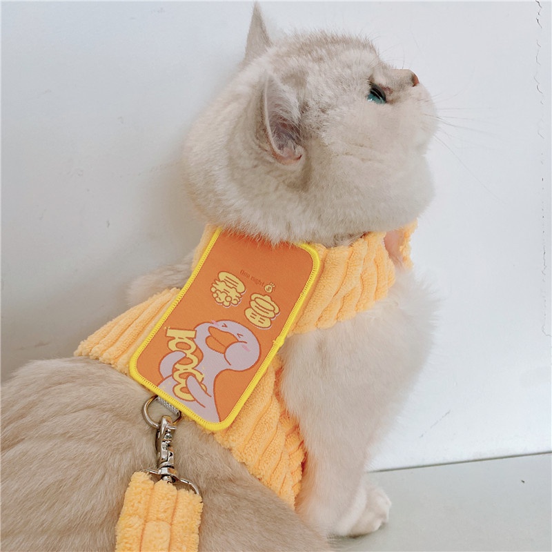 Cat Leash Cute Little Yellow Duck To Prevent Break Free From Neck Does Not Hurt Cat Dog Leash Cat Traction Rope