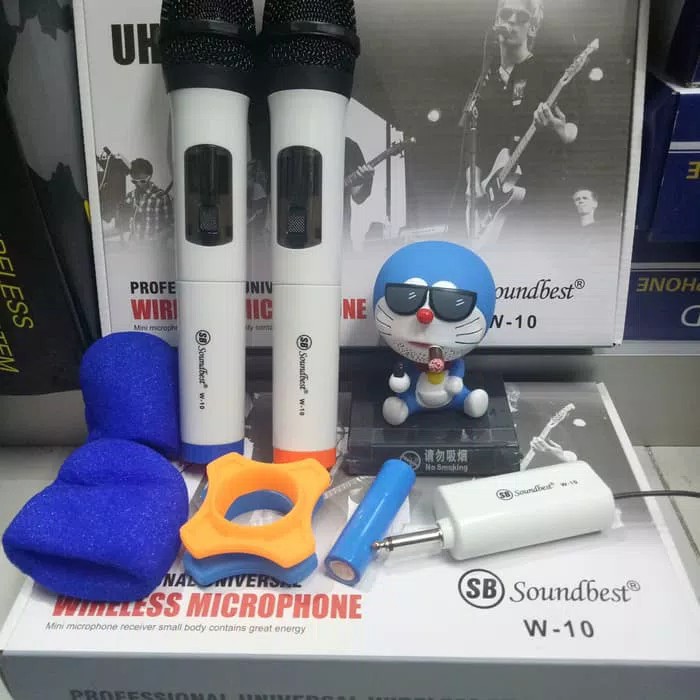 SOUNDBEST original mic WIRELESS charge MICROPHONE wireles charer pro audio sound sistem vokal vocal karaoke mik baterai cas casan profesional panggung  Mic Sepasang Original 100% asli Garansi 1 tahun Soundbest w10 receiver mini 2 unit mic handle kabel cas