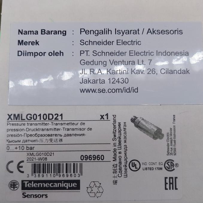 Xmlg010D21 Pressure Transmitter 10Bar Schneider