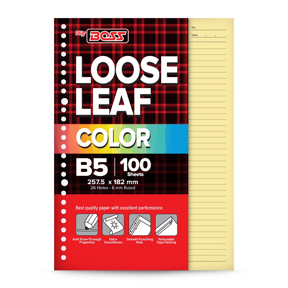 

Big Boss Loose Leaf B5 100 Lembar Yellow - Kertas Binder