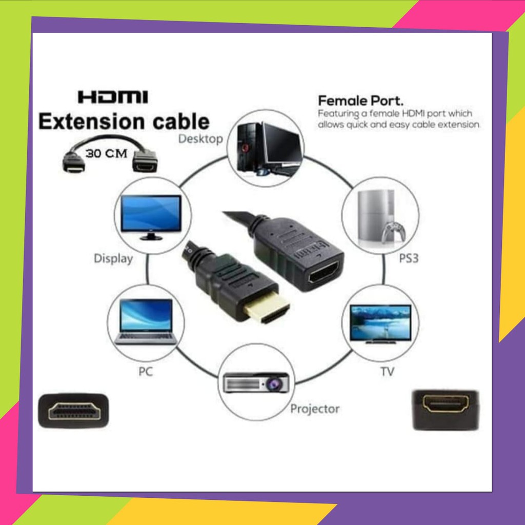 Kabel HDMI Extension Extender HDMI cowo cewe Perpanjang Male To Female 30cm