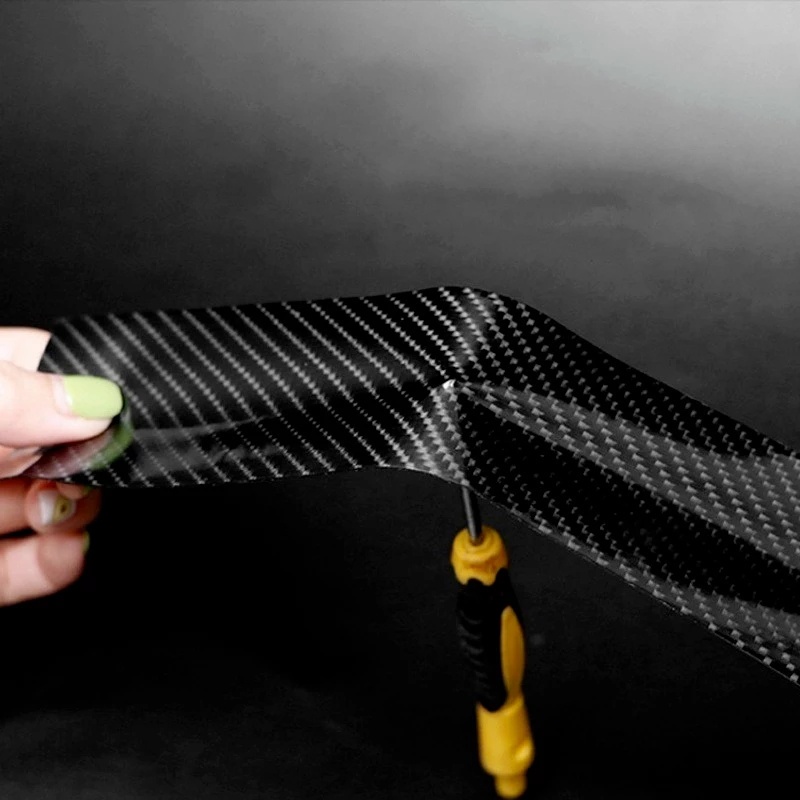 Diy Tempel Strip Pelindung Pelindung Film Pelindung Tape Anti Scraping Untuk Cermin Samping Ambang Mobil 3cm 5cm 7cm 10cm 3D Stiker Mobil Serat Karbon