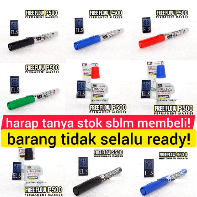 

SDI FREEFLOW PERMANENT MARKER HITAM HIJAU BIRU MERAH SPIDOL PERMANEN PERMANENT REFILL ISI WHITEBOARD