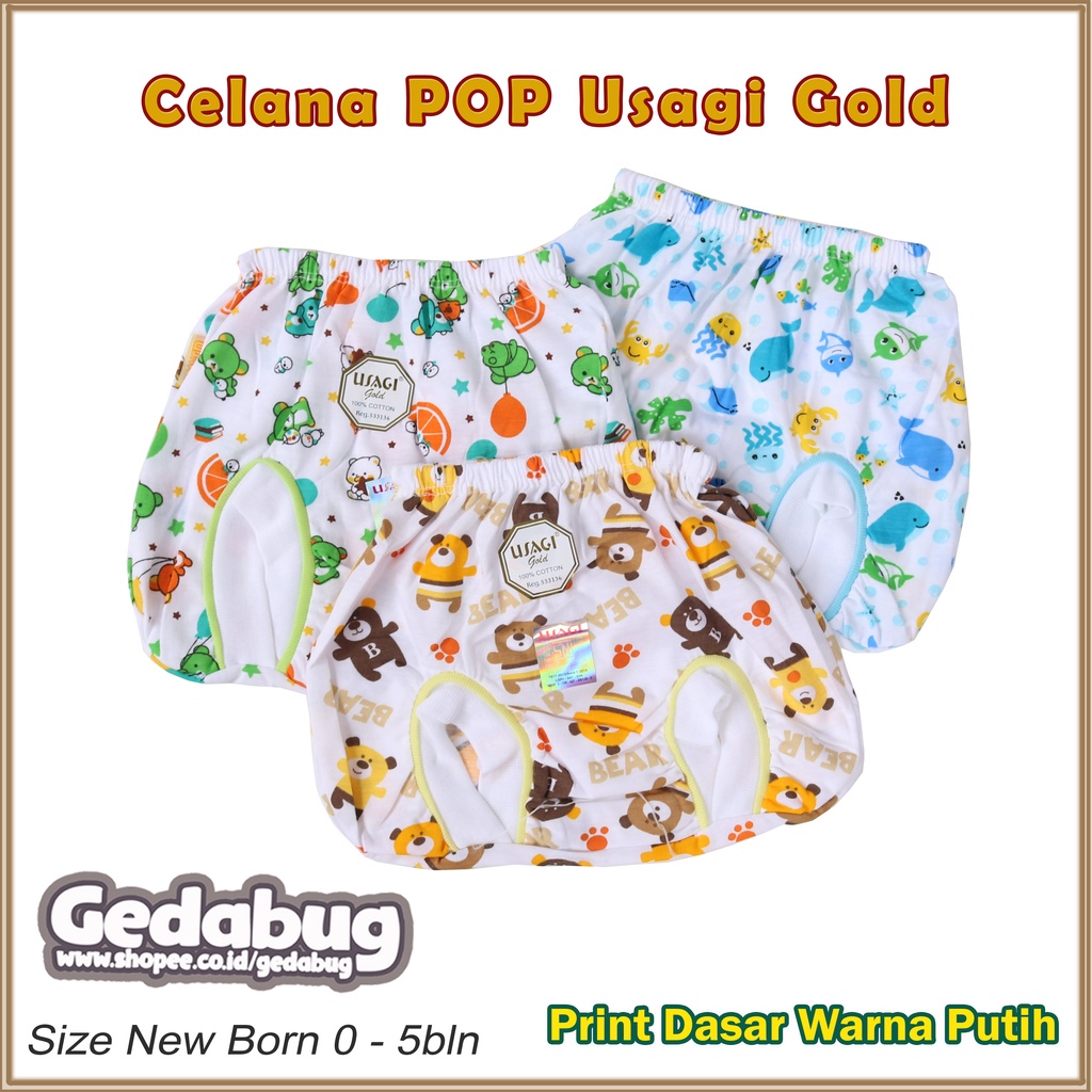 3 Pcs - Celana POP USAGI GOLD Celana bayi New Born  - Gedabug