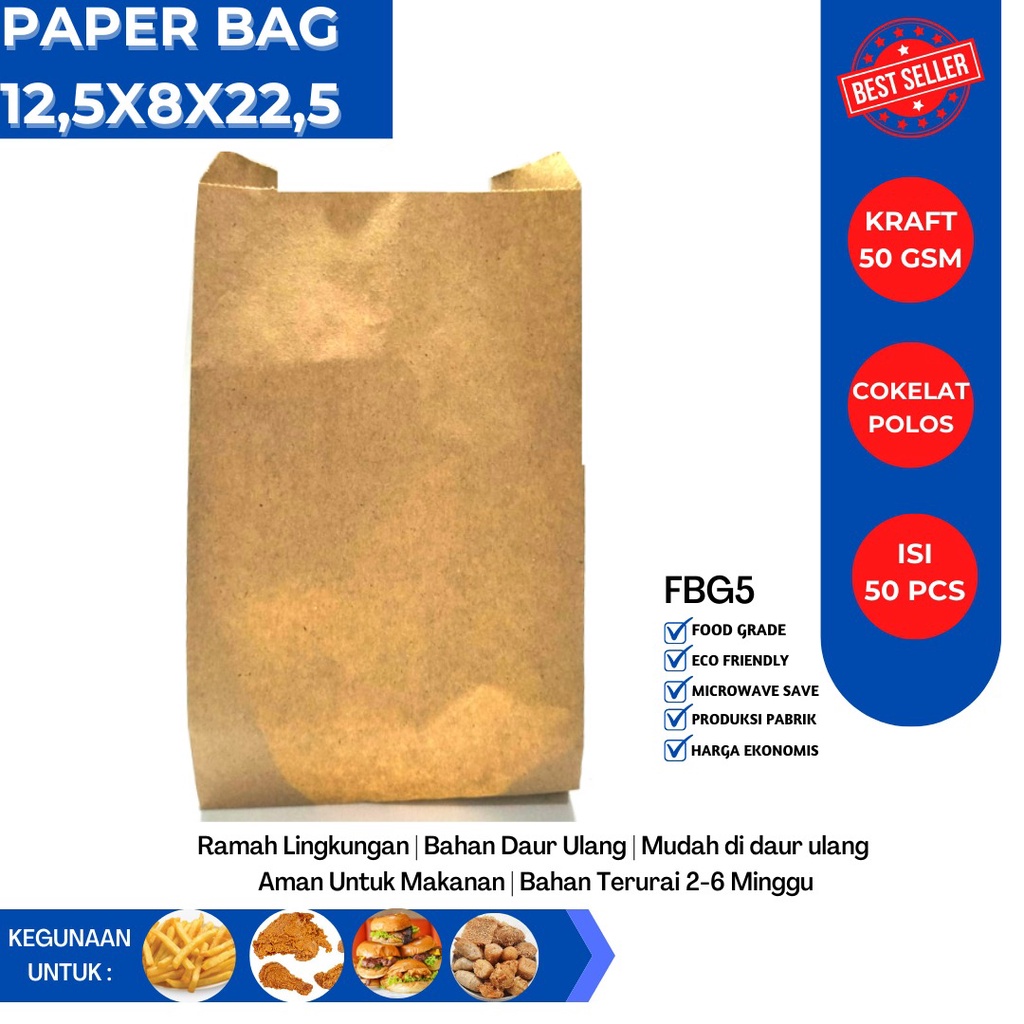 Paper Bag Small Kertas Fried Chicken (Isi 50 Pcs-FBG5B)