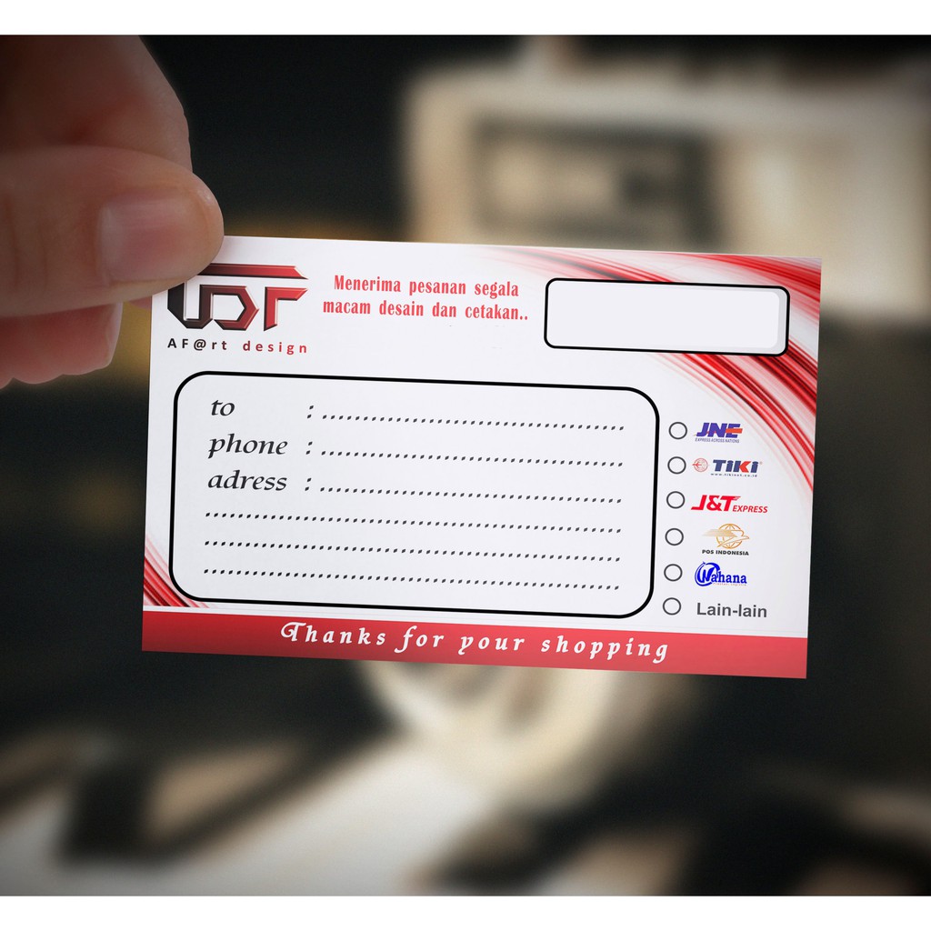 

Custom Label Pengiriman Olshop, BEBAS DESAIN SUKA SUKA GRATIS, TIDAK ADA MINIMAL ORDER (SATUAN)