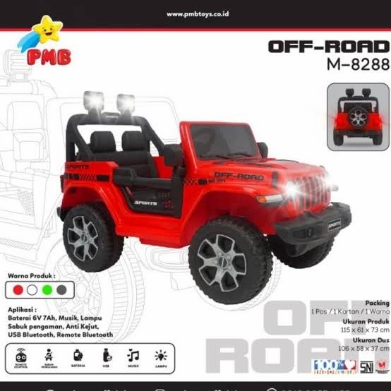 Mobil Aki Jeep Off Road M 8288 PMb 6v Anak Edukasi Belajar Gearbox Ori