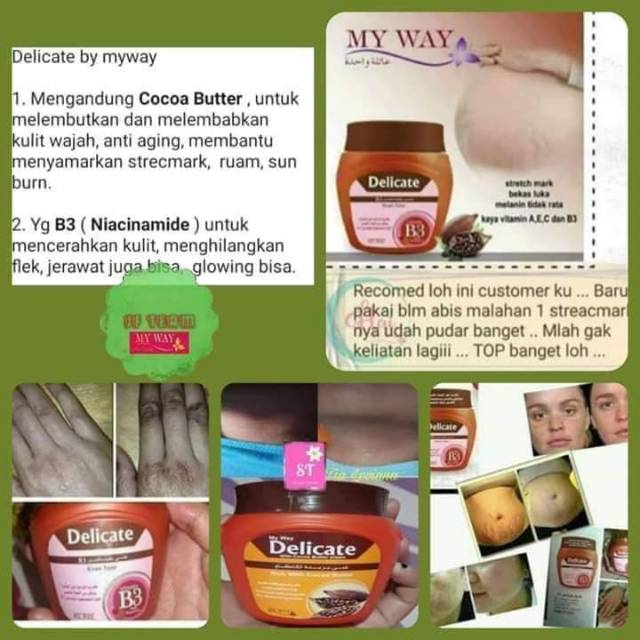 Delicate cocoa Butter my way cream pengihilang strectmart,mencerahkan kulit,