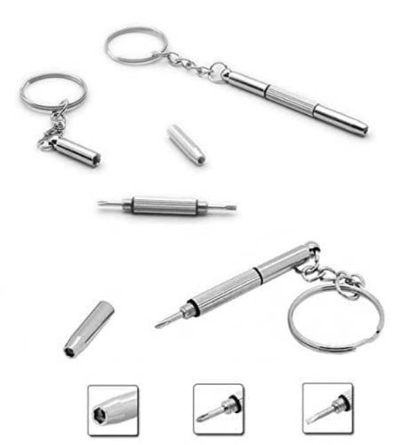 Gantungan Kunci Obeng Plus Minus Mini Screwdriver Keychain EDC 4in1