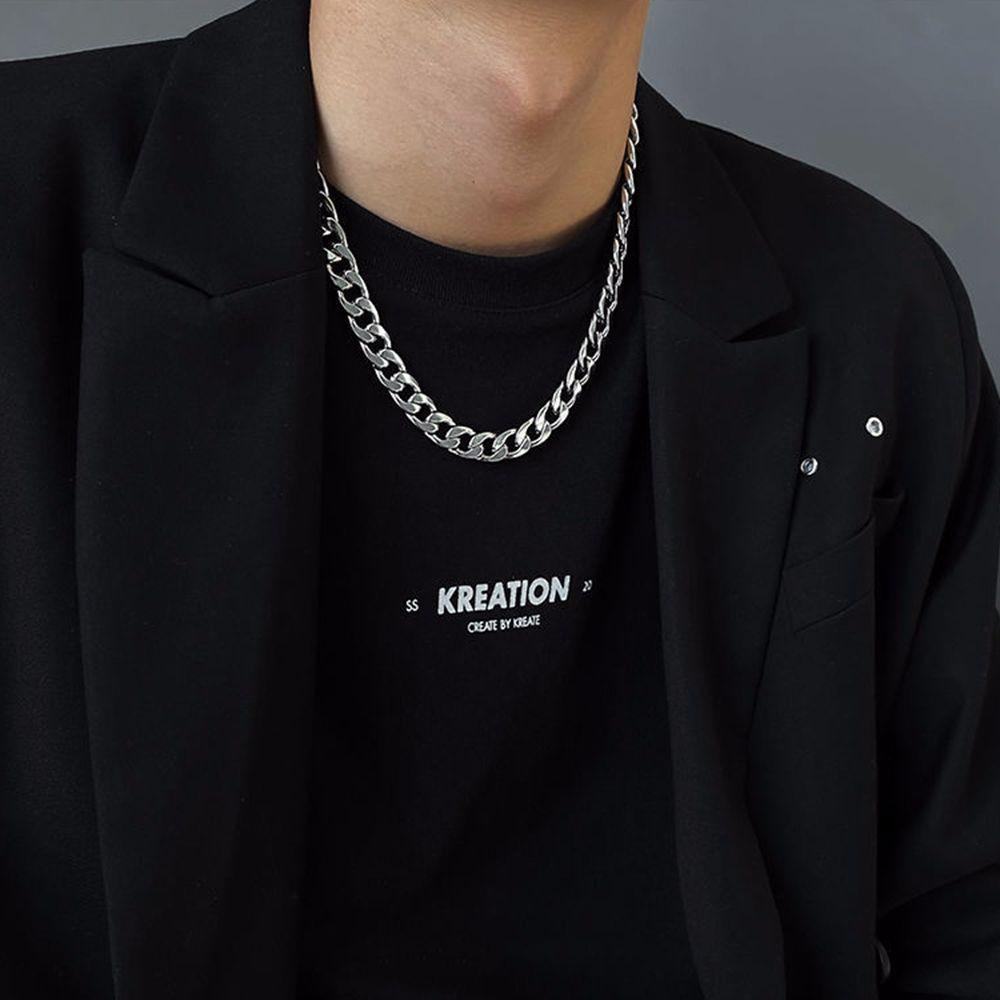 Agustina Pria Kalung Kreatif Keren Fashion Perhiasan Pria Tebal Baja Titanium Rantai Klavikula
