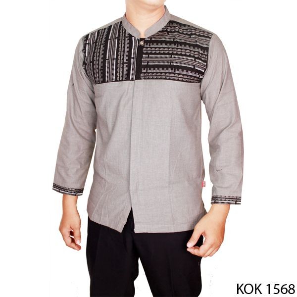 Baju Koko Long Sleeve Katun Abu Muda – KOK 1568