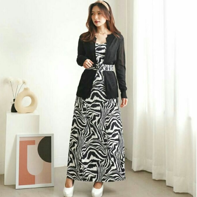 5890 Baju dress set cardigan gaun pesta kondangan wanita import setelan baju pesta cewek import biru