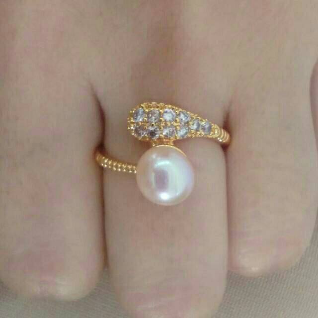 Cincin Mutiara Wanita Model Simpel