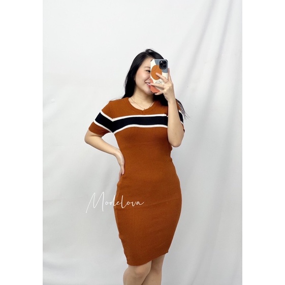 MDLV ~ V DRESS SALUR RAJUT DRESS RAJUT GOOD QUALITY MINI DRESS FASHION WANITA