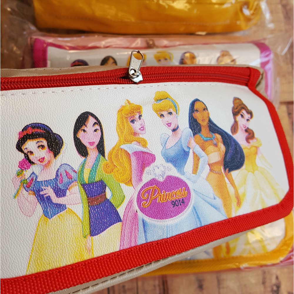 Pencil Case Princess 2 Zipper - Tempat Pensil Kain Motif - Pencil Box - Kotak Pensil Resleting