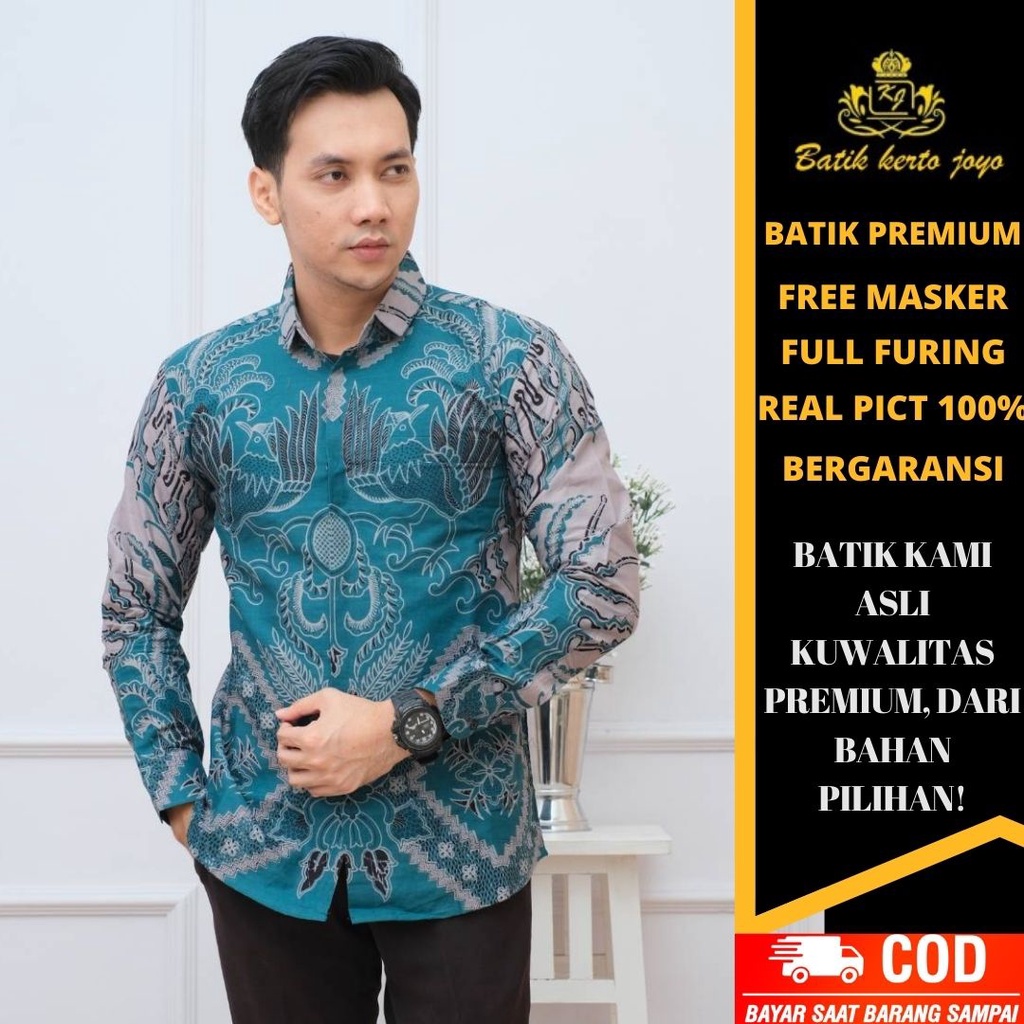 Batik Solo pria modern slimfit Baju Batik Pria premium Lengan Panjang slim fit baju batik Slimfit baju seragam batik KERTOJOYO KJ015 kemeja batik pria lengan panjang full furing baju batik alisan pria slim fit pria batik pria premium prabuseno laskala