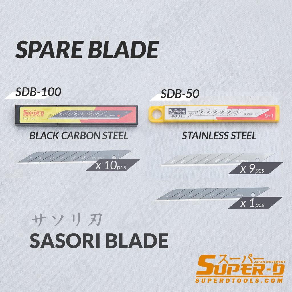 

gk [BOX 10 Tube] SUPER-D Japan SDB-100 Black Carbon Cutter Spare Blade Isi Kater Tajam Runcing