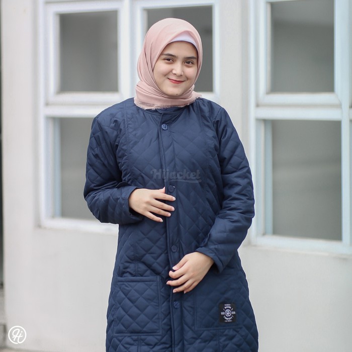 JAKET WANITA MUSLIMAH HIJACKET® BELVA ORIGINAL JAKET HIJABER INDONESIA-INDIGO BLUE