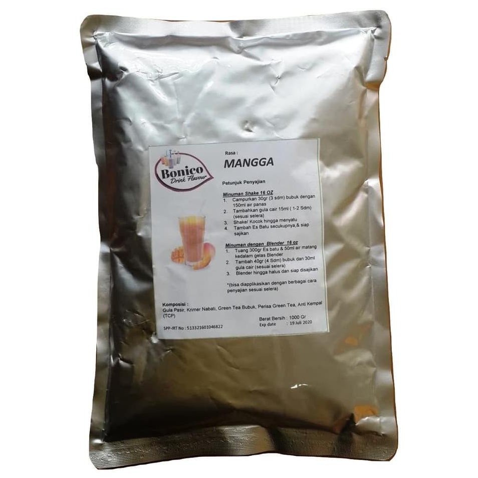 

Teh-Bubuk- MANGO powder 1kg Bubuk minuman MANGGA BONICO shake ICE BLEND - MANGGA -Dijamin-Halal.