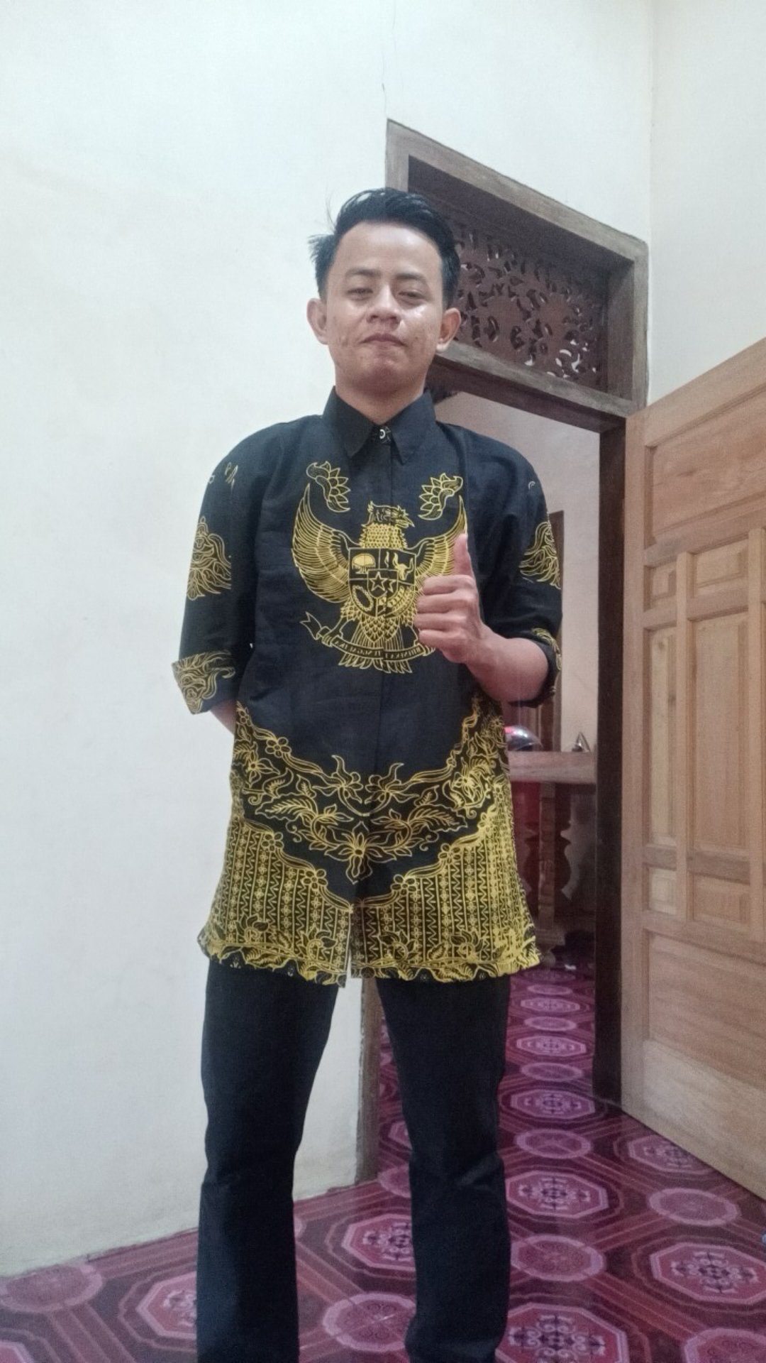 Batik Garuda Pancasila Kuning Full Furing Katun Halus Sragenan Size M-xxl Asli Solo