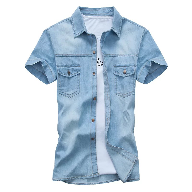 MOKOKOMO KEMEJA JEANS PRIA BESTO LENGAN PENDEK ATASAN JEANS PRIA FASHION PRIA NT
