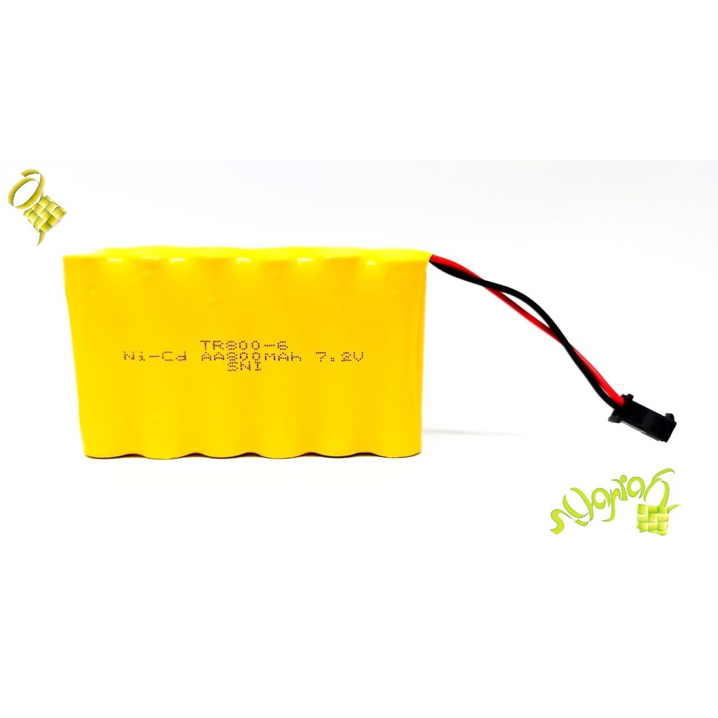 SYARIAH TOYS BATERAI CAS MOBIL REMOTE RC RANGKAI 6 (800X6) 4800MAh 7.2VOLT Ni-CD COLOK HITAM KABEL 2