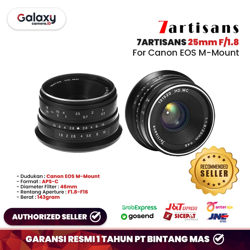 Lensa 7Artisans 25mm F1.8 Canon EOS M Mount
