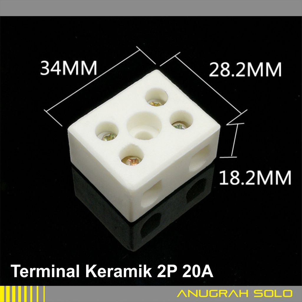 Terminal Keramik 20A 2 pole Terminal Tahan Panas 2P Terminal Block