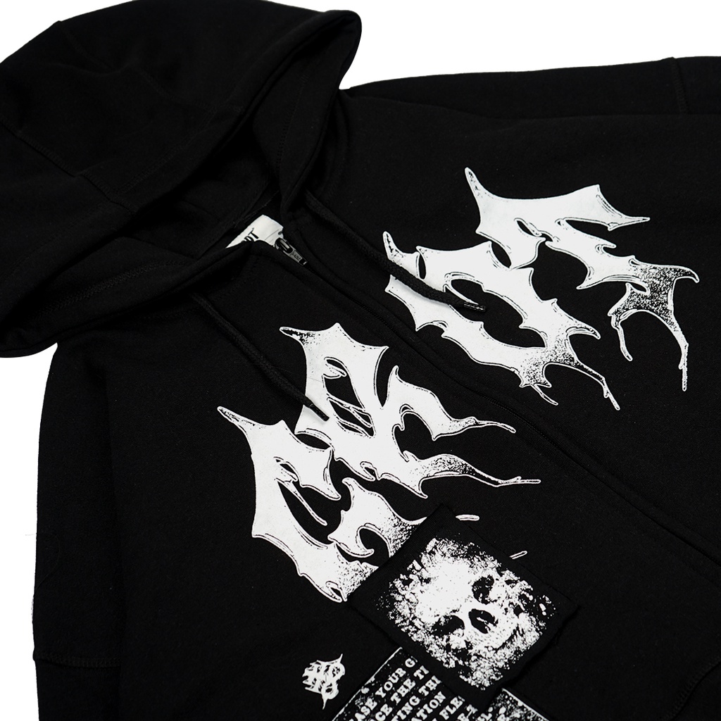 GRDT - Damnation Hoodie Zipper Oversize Crop Black