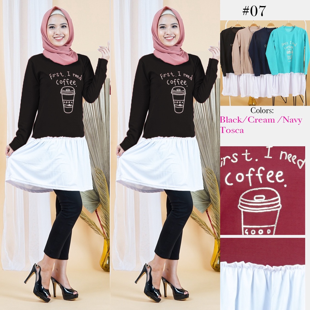 Baju atasan Tunik fashion muslimah Cofee