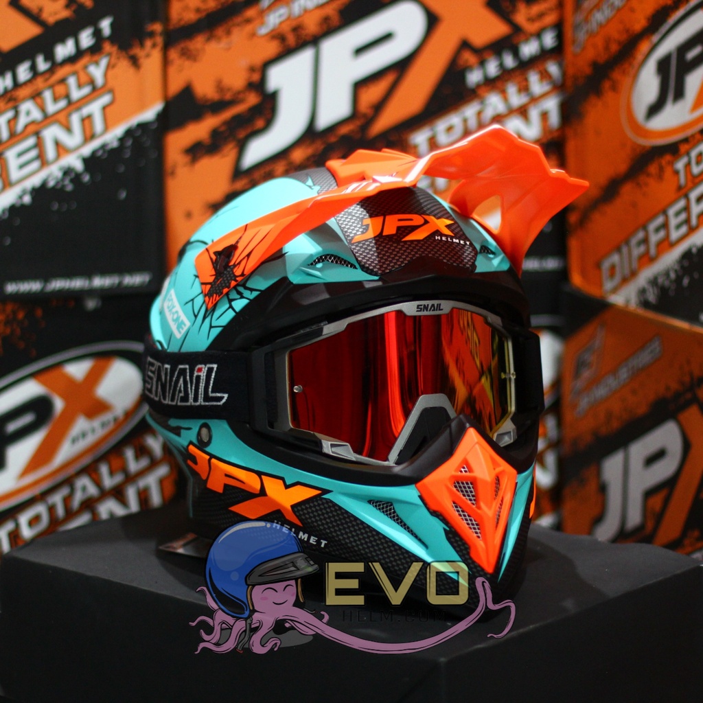 HELM JPX CROSS_FOX1 SERI X34 - GREEN TOSCA DOFF + GOOGLE SNAIL (ONGKIR 2 KG) HELM JPX X34 TOSCA DOFF ORIGINAL HELM JPX HLEM JPX X34 PAKET GOOGLE SNAIL JPX HELM KLX HELM JPX TERBARU