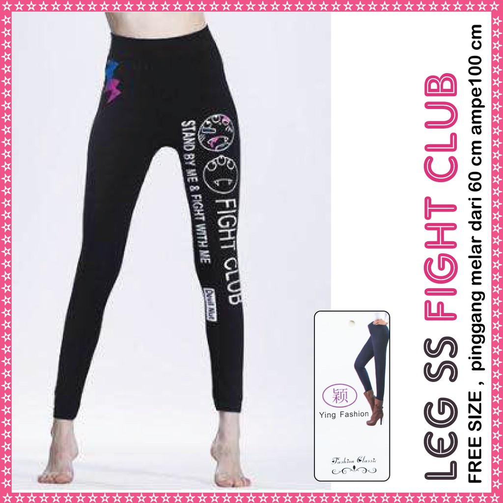 Legging Sablon Samping Panda Fight Club Mood Scratch / legging fashion wanita