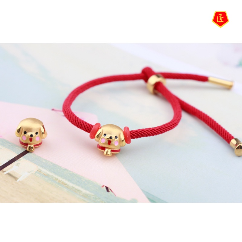 [Ready Stock]Cute Puppy Lucky Beads Gold Bracelet