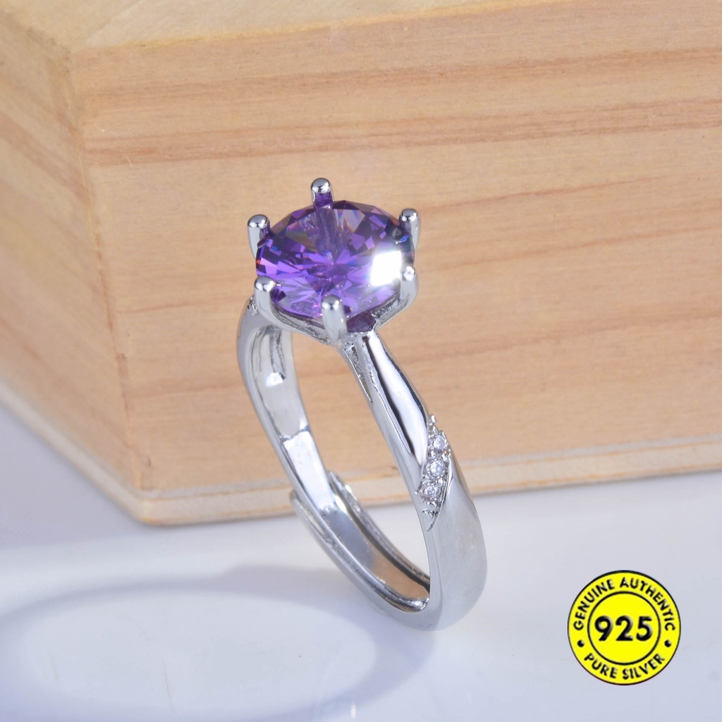 Cincin Amethyst Moissanite Model Terbuka