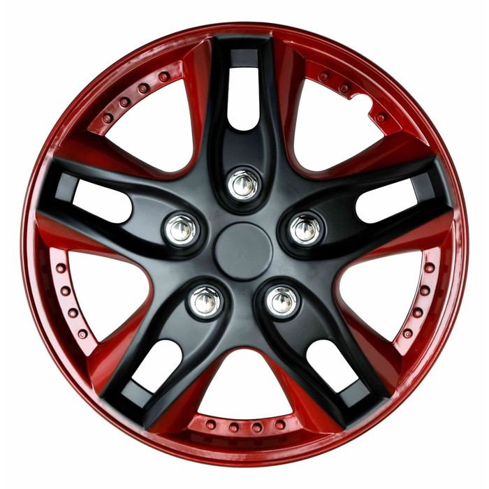 COVER VELG SPORT WHEEL DOP RODA LOWIN DESIGN 14 INCHI MERAH &amp; HITAM  - 1 SET 4PCS