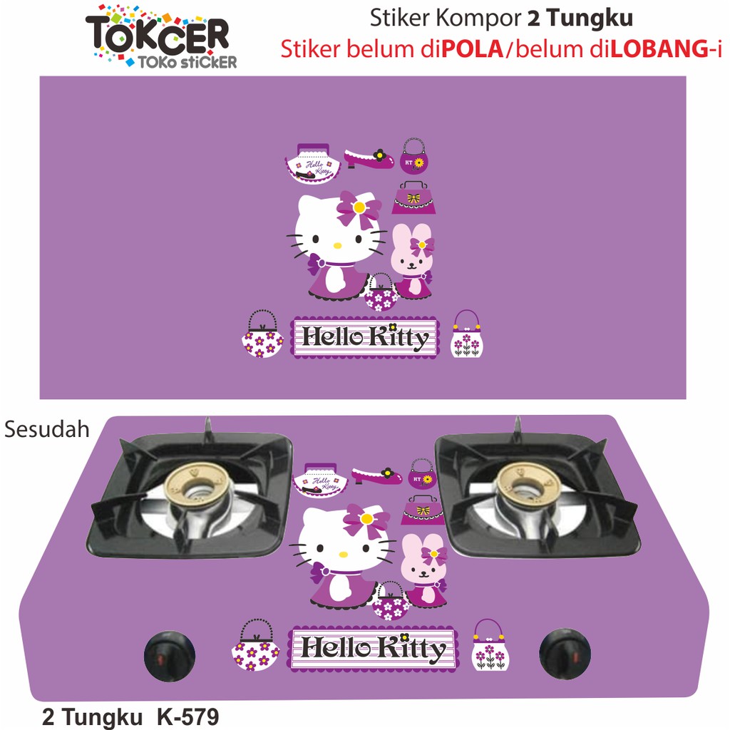 Stiker Kulkas/Kompor/Magicom Motif Hello Kitty Lilac