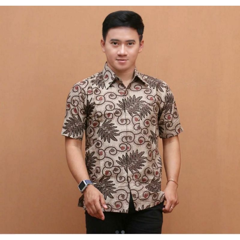 tey-17 Batik wanita ASJ SA HRB026 Kenongo Kemeja Tosca Pendek-Koin Classic