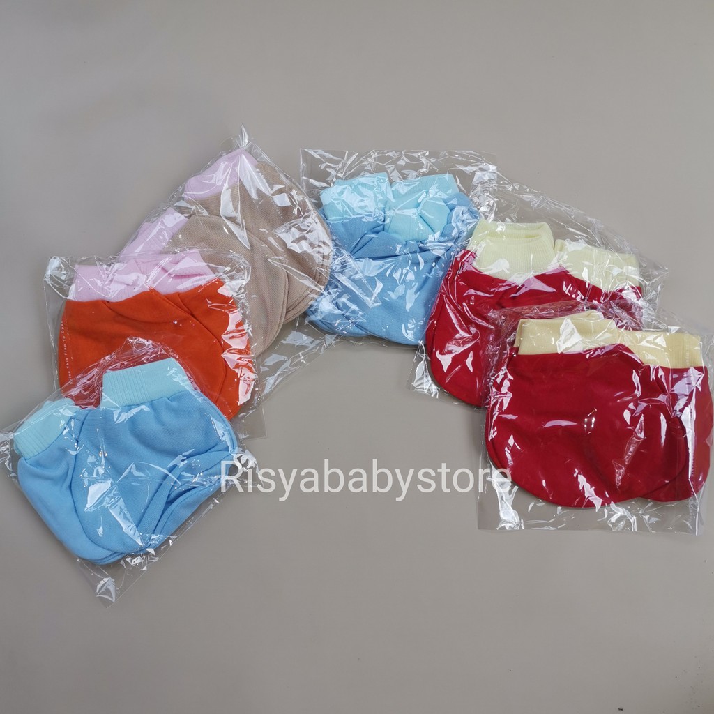 Sarung tangan kaki bayi baru lahir warna polos / perlengkapan bayi newborn