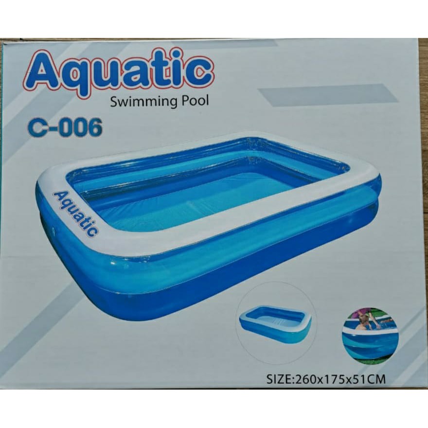 54006 / C006 / C005 KOLAM RENANG ANAK BESTWAY / AQUATIC KOTAK POLOS BESAR SYAFAH TOYS-aquatic C006 uk262cm