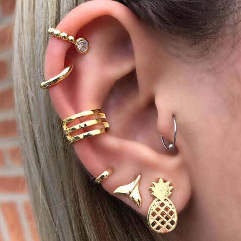 7pcs/sets Alloy Ear Cuff Pinna Lobe Tragus Lobe Piercing