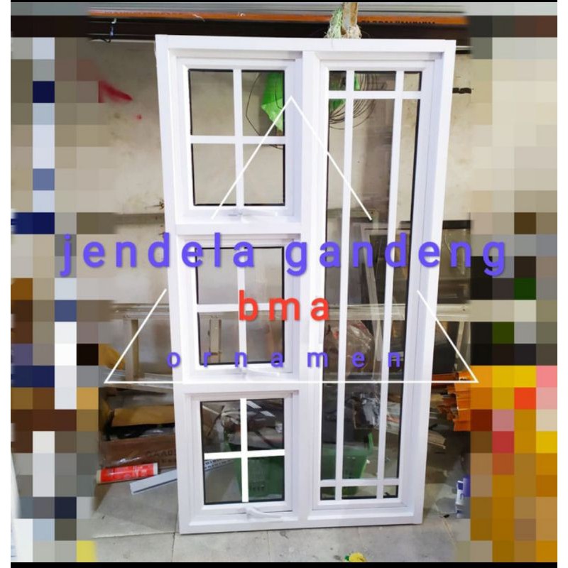 jendela aluminium 120x150 gandeng ornamen casement