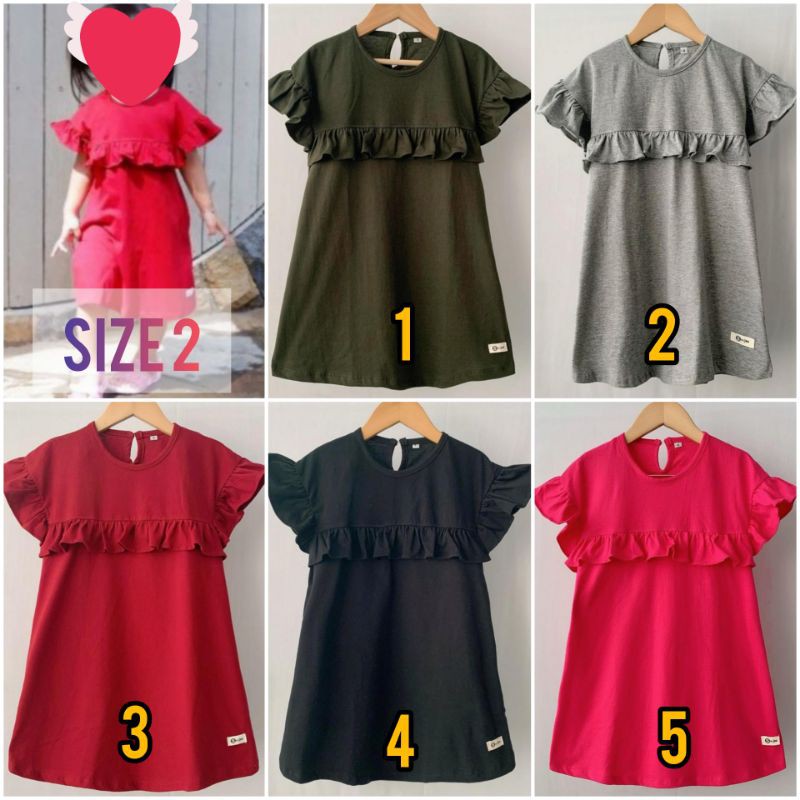 dres ruffle anak dres rumbai anak dres kaos anak