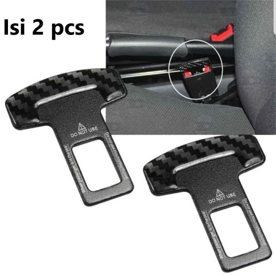 2 Pcs Seat Belt Carbon Buckle Buzzer Colokan Safety Stop Alarm